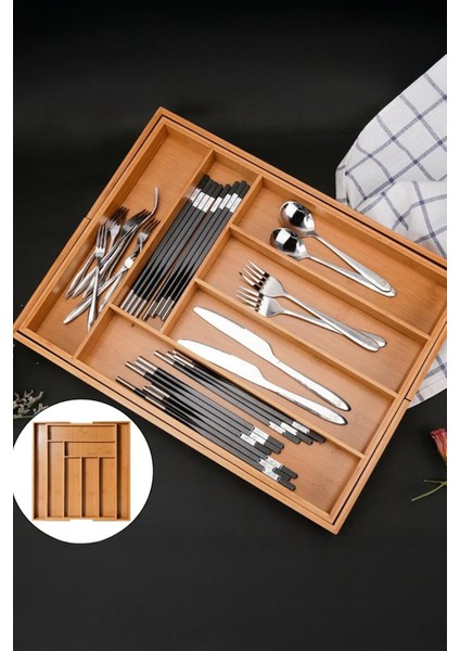 Orvani Ayarlanabilir Bambu Çekmece Içi Kaşıklık Ayarlanabilir 5 ve 7 Bölmeli modelleri