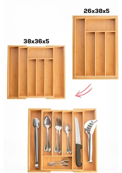 Orvani Ayarlanabilir Bambu Çekmece Içi Kaşıklık Ayarlanabilir 5 ve 7 Bölmeli indirimleri