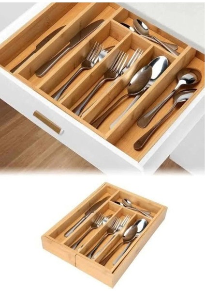 Orvani Ayarlanabilir Bambu Çekmece Içi Kaşıklık Ayarlanabilir 5 ve 7 Bölmeli