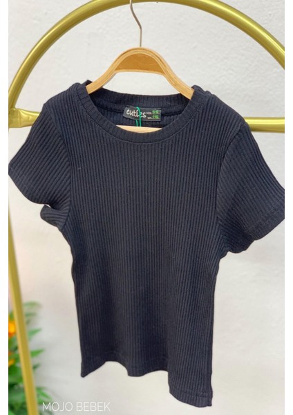 Kız Çocuk 5-14 Yaş Kaşkorse Kısa Kol Body 3130 Siyah