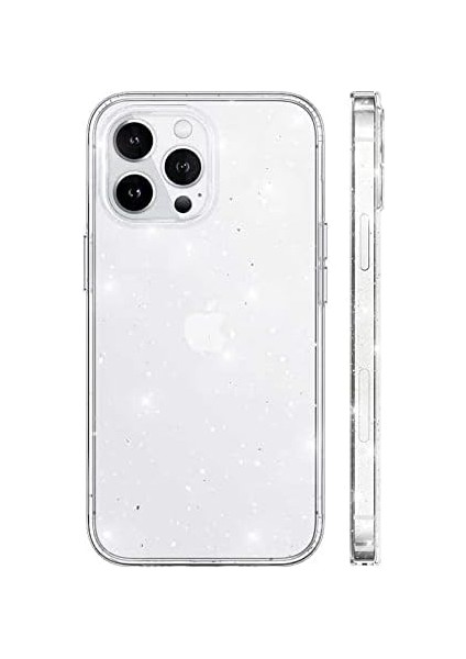 apple iPhone 15 Pro Max Uyumlu Simli Magsafe Şarj Özellikli Şeffaf Sert Pc Sararmaz Kılıf