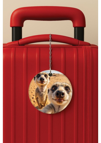 Desenli Baskılı Pleksi Zincir Aparatlı Bavul Etiketi Valiz Etiketi Colde Foto