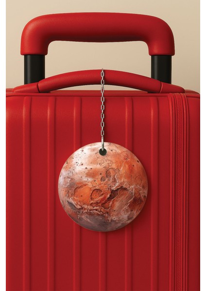 Desenli Baskılı Pleksi Zincir Aparatlı Bavul Etiketi Valiz Etiketi Gezegen