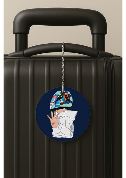 Yarışçı Desenli Uv Baskılı Pleksi Bavul Etiketi Seyahat Tatil Valiz Etiketi