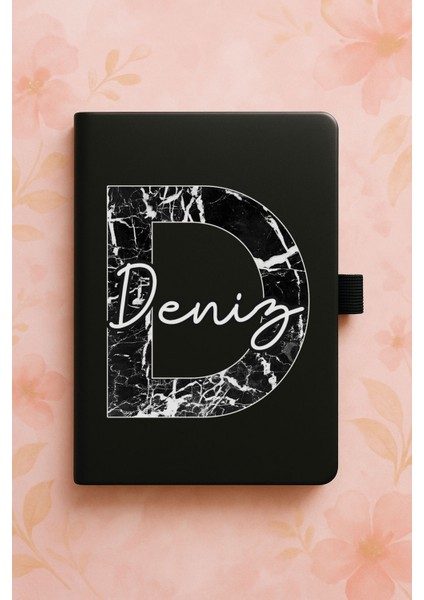 Kişiye Özel Isim Ad Yazılı Tarihsiz Uv Baskı Termo Defter - D Harfi Mermer