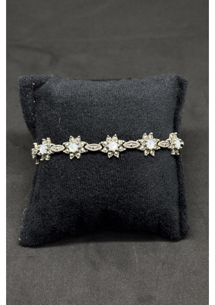 Işıltılı Gümüş Markazit-Sedef Taşlı Bileklik