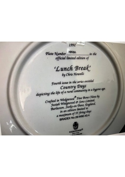 1992 Ingiliz Wedgwood Limitli Üretim Porselen Duvar Tabağı Tabak 20 cm Çapında modelleri