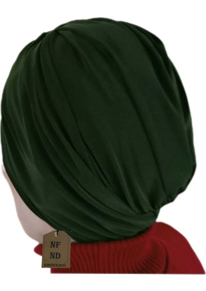 Düğümlü Dış Bone Haki | Hazır Bağlı Sosyete Yarım Şal Modeli | Tesettür Rahat ve Şık Bone fiyatları