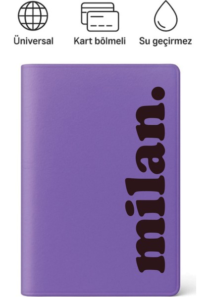 Pasaport Kılıfı Pasaportluk Desenli Pasaport Kabı Su Geçirmez Milano