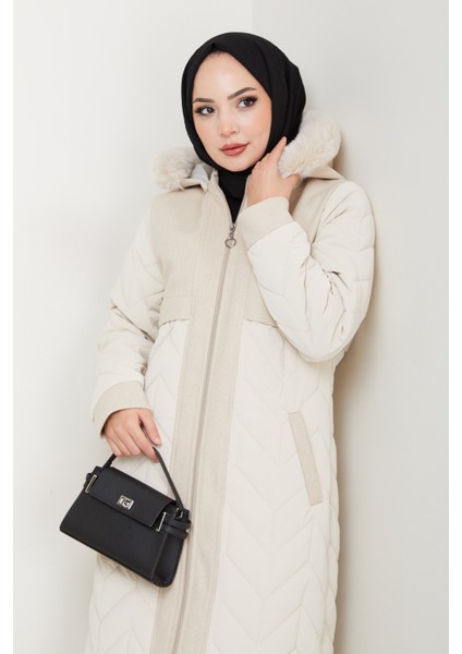 Kadın Astarlı Kaşe Detaylı Tam Boy Nova Kapitone Mont -PMK483 fırsatları
