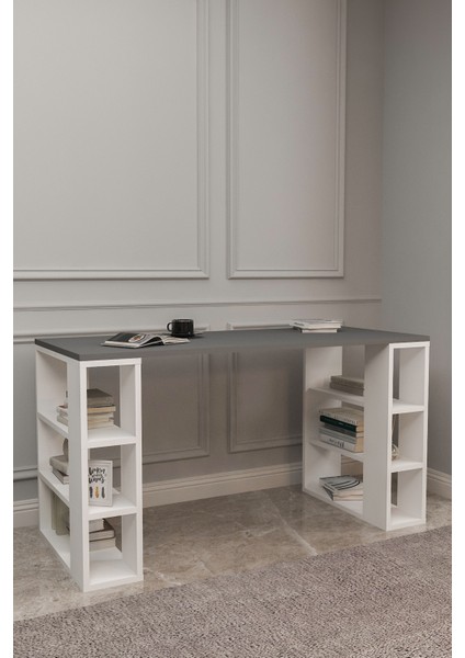 Dekoratif Çalışma Masası,6 Bölmeli Bilgisayar MASASI,130CM Pc Masası modelleri