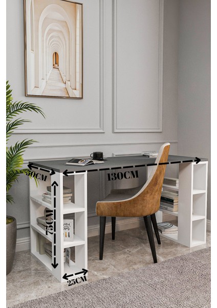 Dekoratif Çalışma Masası,6 Bölmeli Bilgisayar MASASI,130CM Pc Masası fırsatları