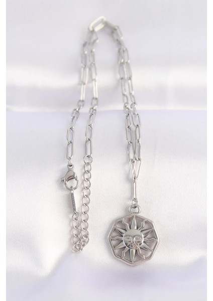 Bfs 316L Çelik Zincir Gümüş Renk Güneş Kolye fiyatları