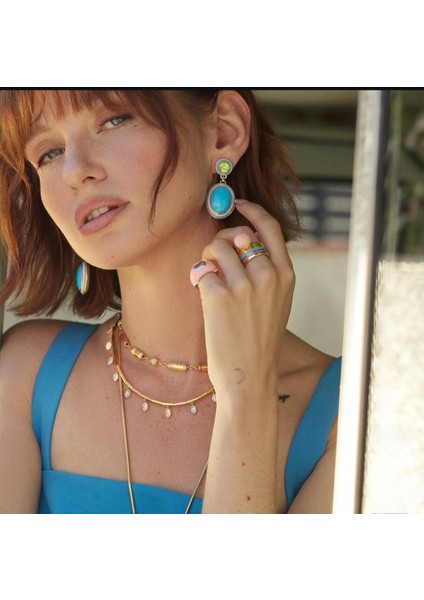 Altın Kaplama Damla Taş Model Çelik Kadın Kolyesi