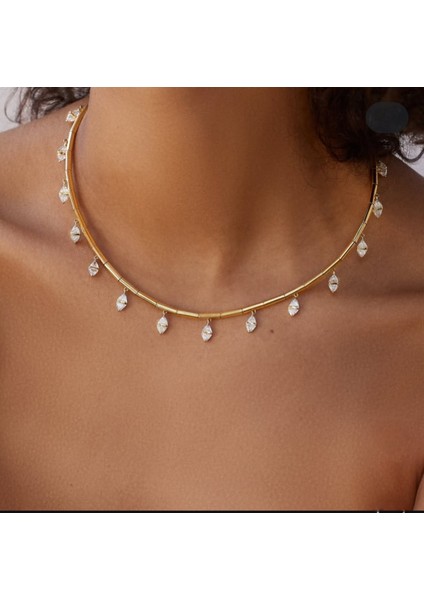 Altın Kaplama Damla Taş Model Çelik Kadın Kolyesi fiyatları