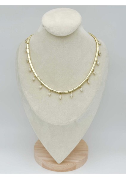 Altın Kaplama Damla Taş Model Çelik Kadın Kolyesi modelleri