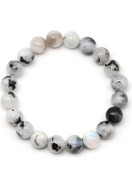 Ay Taşı Doğal Taş Bileklik 10 mm Yuvarlak Kesim