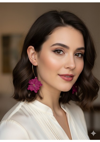 Rumi Küpe | El Yapımı Polimer Kil Çiçek Tasarım Küpe