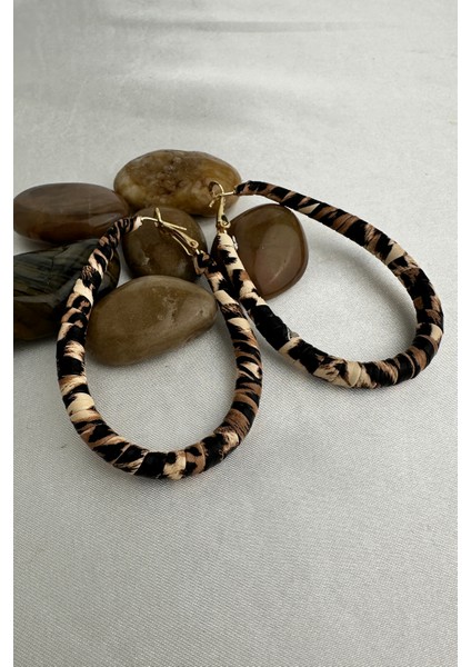 Leopar Desenli Oval Şık Küpe (6cm) fiyatları