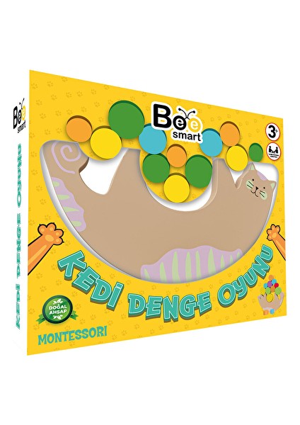 4 Adet Bee Smart Doğal Ahşap Kedi Denge Oyunu