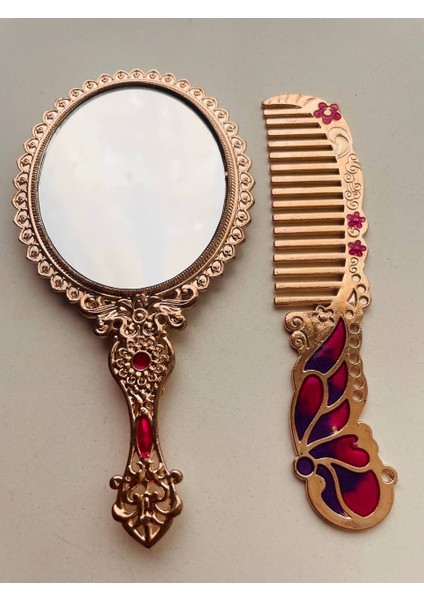 Ayna Tarak Seti, Kutulu-Metal-Hediyelik Takım, 13CM Aynalı Saç Fırçası, Tavuskuşu Figürlü indirimleri