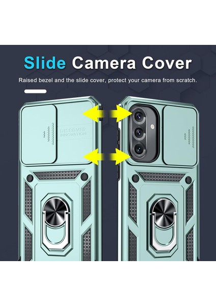 Samsung Galaxy A56 Uyumlu Ekran Koruyucu Kılıf Sürgülü Yüzüklü Standlı Darbe Emici Tank Kapak modelleri