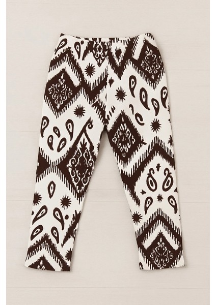 Kız Çocuk Etnik Desenli Beyaz Elastik Bel Bürümcük Pantolon fiyatları