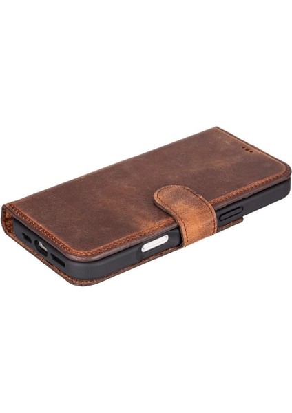 Apple iPhone 16 Pro Max Uyumlu, Hakiki Deri, El Yapımı, Cüzdanlı Kılıf, Antik Kahve fiyatları