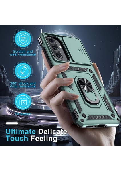 Samsung Galaxy A56 Uyumlu Ekran Koruyucu Kılıf Sürgülü Yüzüklü Standlı Darbe Emici Tank Kapak