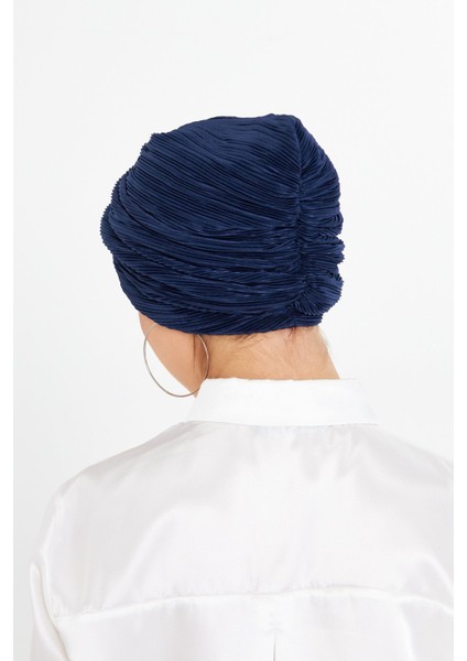 Lacivert Çapraz Büzgülü Tesettür Bone Fukuro Piliseli 2512_02 fırsatları