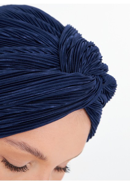 Lacivert Çapraz Büzgülü Tesettür Bone Fukuro Piliseli 2512_02 indirimleri