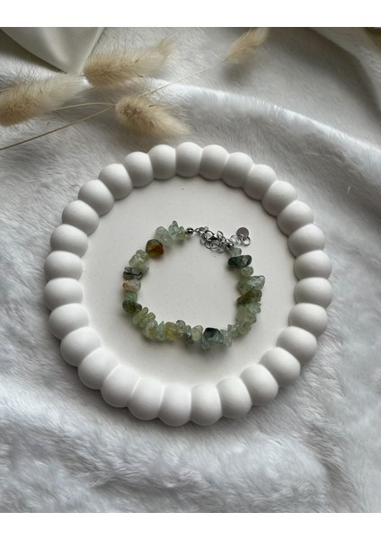 Prehnit Prinayt Taşı El Yapımı Çelik Aparatlı Bileklik fiyatları