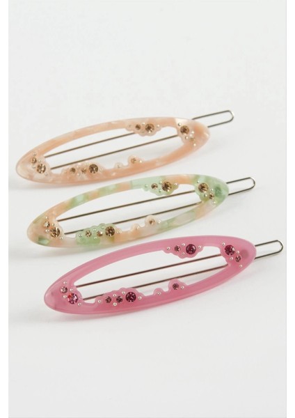 Oval Taşlı Klipsli Toka