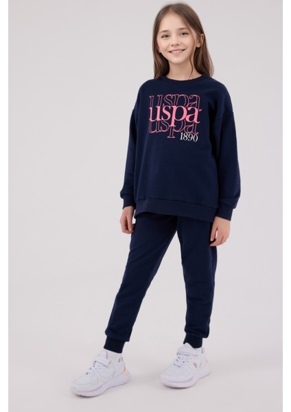 Kız Çocuk Lacivert Eşofman Takımı – Uspa 1890 Baskılı Pamuklu Günlük Spor Model fiyatları