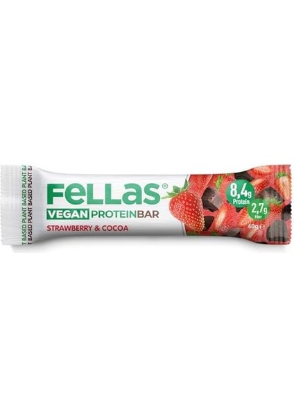Fellas Vegan Protein Bar - Çilekli ve Kakaolu 40G x 12 Adet