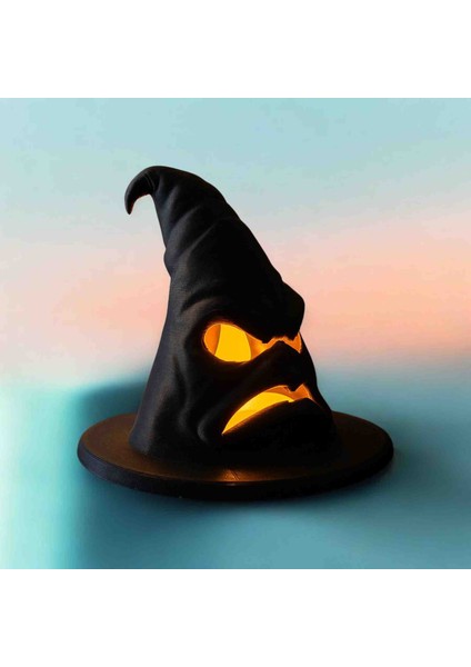 3D Baskı Büyücü Şapka Gece Lambası – LED Işıklı Cadı Şapka Dekor Lambası