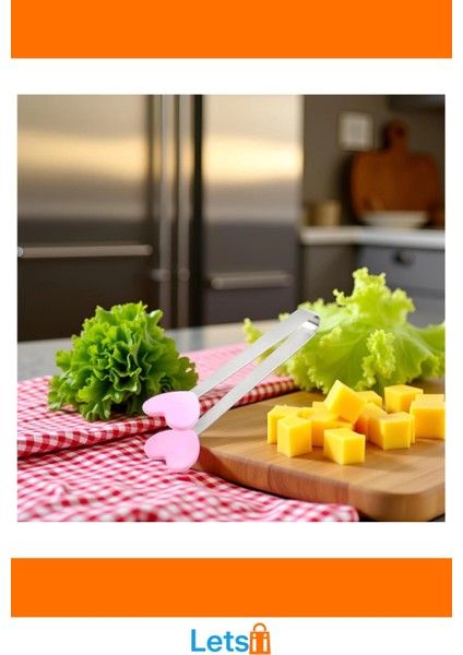 Pembe Kalpli Paslanmaz Çelik Silikon Uçlu Sevimli Maşa fırsatları