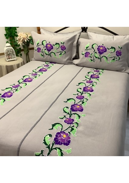 El Işi Kaneviçe Aplikeli Pike & Yatak Örtüsü-6 Parça