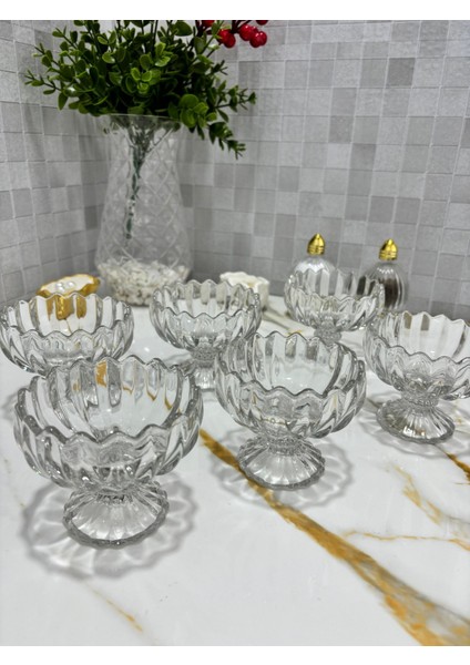 6 Parça Cam Çerezlik Sunum Kasesi