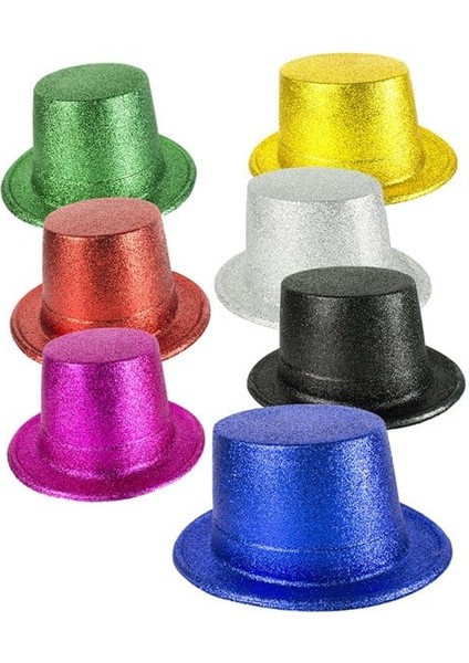 Karışık Renk Simli Silindir Parti Şapkaları (12 Adet) modelleri