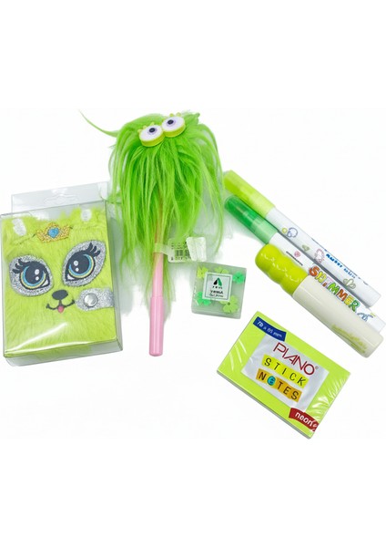 Fluffy Neon Yeşil Kırtasiye Seti fiyatları