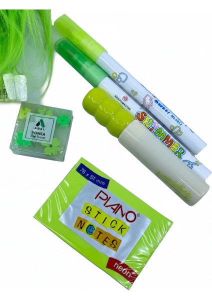 Fluffy Neon Yeşil Kırtasiye Seti modelleri