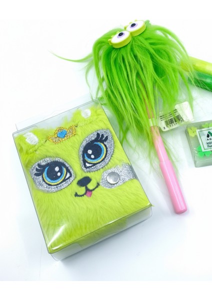 Fluffy Neon Yeşil Kırtasiye Seti fırsatları