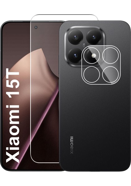 2 Adet Xiaomi 15T Şeffaf Temperli Cam Ekran Koruyucu Patlama Önleyici Film + Kamera Lens Koruyucu (Yurt Dışından)