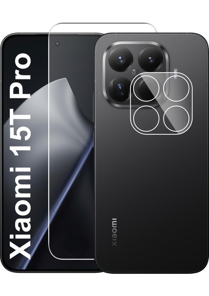 Xiaomi 15T Pro Şeffaf Temperli Cam Ekran Koruyucu Patlama Önleyici Film + Kamera Lens Koruyucu (Yurt Dışından)