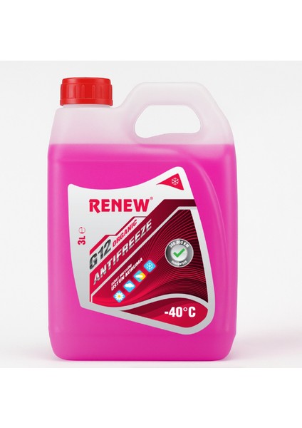 G12 Organik Kırmızı Antifiriz -40C 3 Litre ( Üretim Yılı: 2025 )