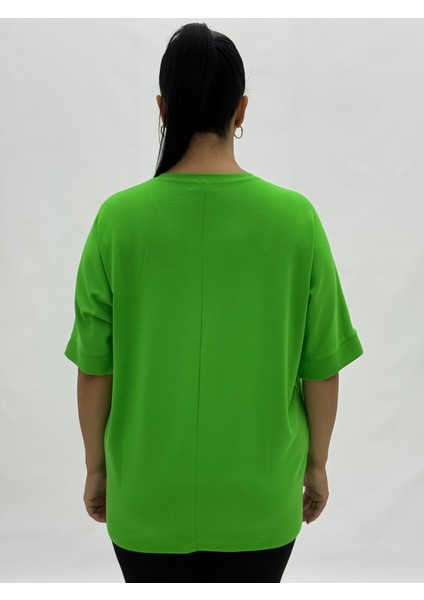 Büyük Beden Kedi Motifli Taşlı Inci Detaylı Oversize Kısa Kol Kadın Tişört fırsatları