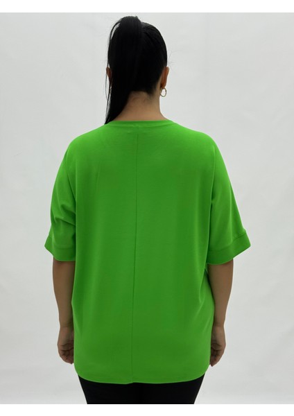 Büyük Beden Kedi Motifli Taşlı Inci Detaylı Oversize Kısa Kol Kadın Tişört indirimleri