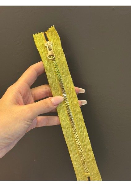 24X3 cm Altın Sarı Parlak Fermuar