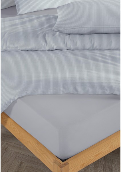 Line %100 Pamuk Ranforce Akay Açık Mavi Ipliği Boyalı Nevresim Takımı Tek Kişilik - 160X220 cm modelleri